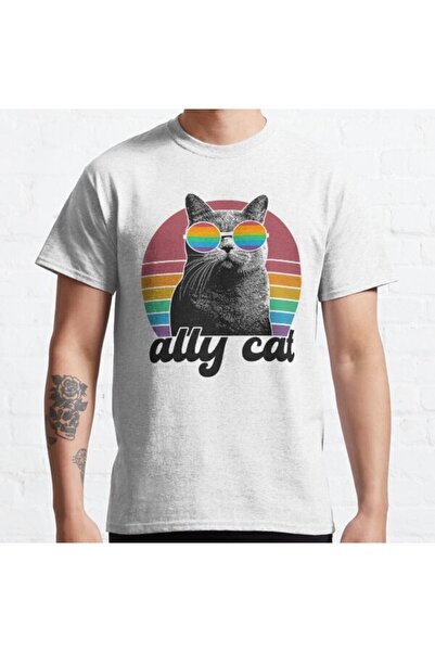 ZOKAWEAR Unisex majica Ally Cat sa duginom zastavom Štampano širokog kroja