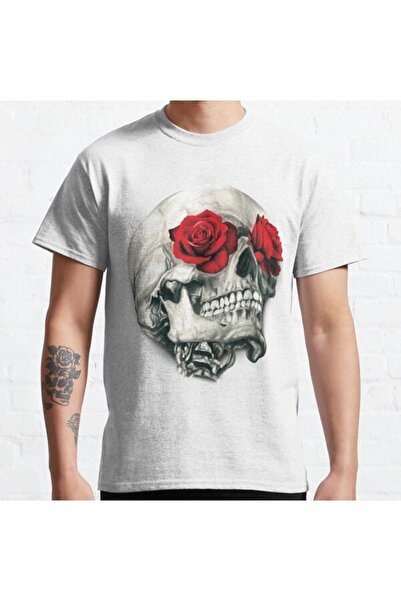 ZOKAWEAR Unisek Rose Eie Skull Desenli Bol Kalıp Majica