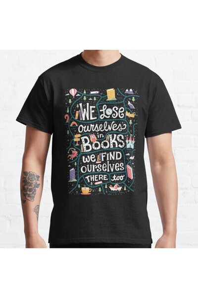 ZOKAWEAR Τυπωμένο μπλουζάκι Loose Fit Unisex Lose Ourselves In Books Design