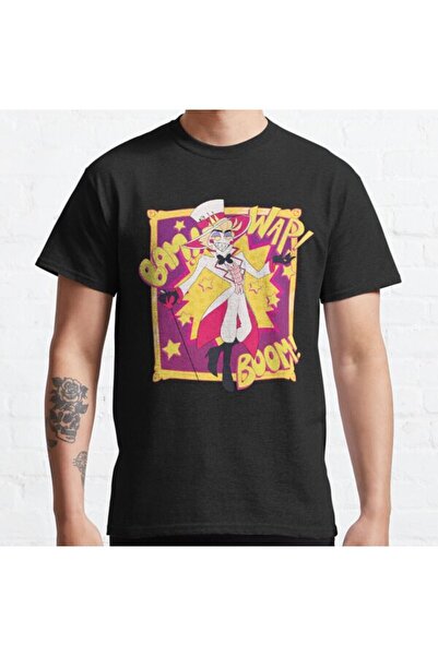 ZOKAWEAR Bol Kalıp Unisex Hazbin Hotel Lucifer Tasarım Baskılı Tshirt