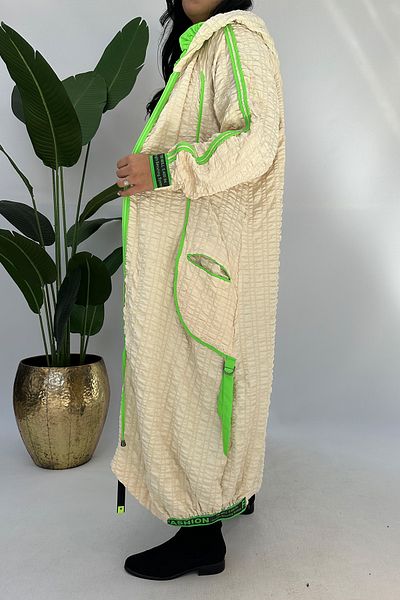 GÖKSEL Special Design Large Size Trench Coat - Green