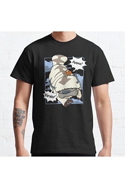 ZOKAWEAR Bol Kalıp Unisex Avatar: The Last Airbender Appa Flight Yip Yip! Tasarım Baskılı Tshirt