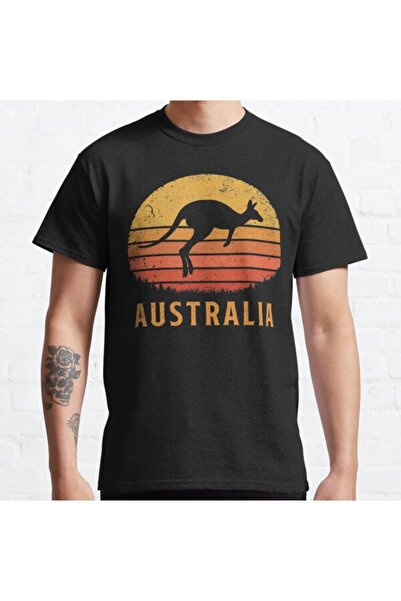 ZOKAWEAR Tricou cu imprimeu unisex cu design retro cangur Australia, cu croia...