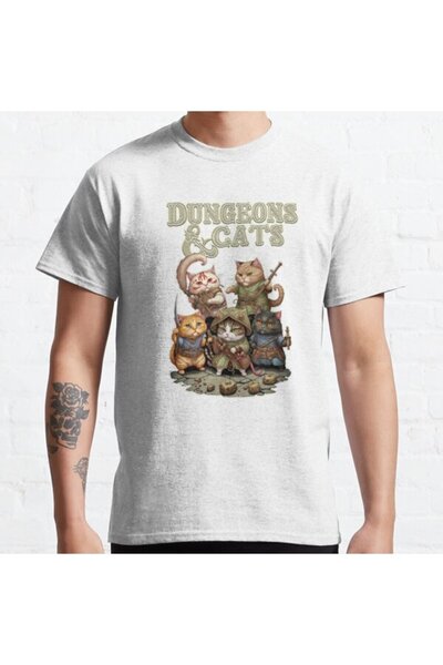 ZOKAWEAR Tricou imprimat unisex cu design loose-fit Dungeons And Cats