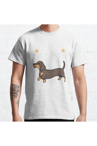 ZOKAWEAR Μπλουζάκι με τυπωμένο σχέδιο Loose Fit Unisex Dachshund Dog Easily Distracted By Wieners