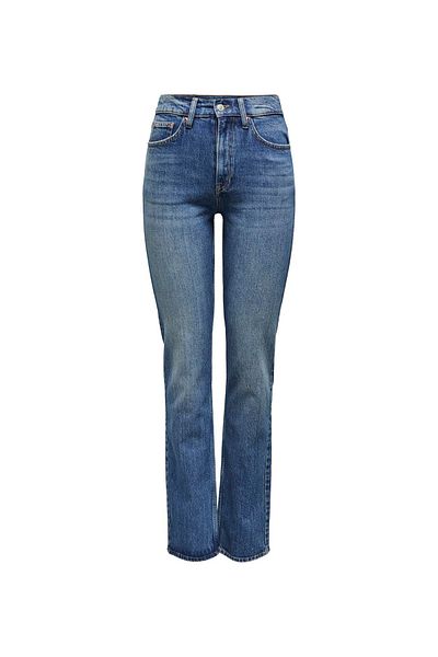 ONLY Pantaloni de damă din denim cu talie înaltă albastru închis - picior tub, drept DNM DOT
