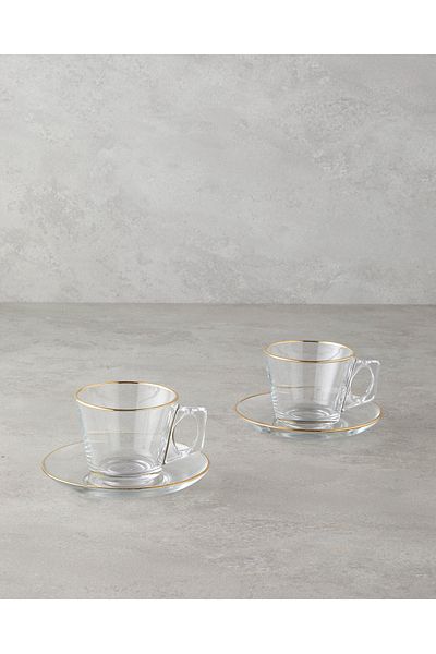 English Home Aria Glass 4 Piese - Set Căni Aurii 195 ml pentru 2 Pers