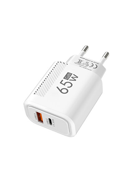 Choice شاحن USB-C أبيض من الاتحاد الأوروبي بقوة 65 واط، شحن سريع وعالي السرعة...