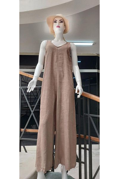 Bohem Stil Ιταλική γυναικεία λινή φόρμα με λουράκι