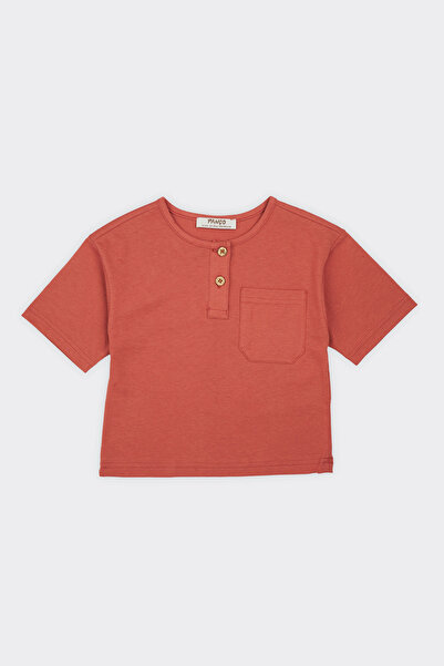 Panço Erkek Bebek Yakası Düğme Detaylı Kiremit Tişört