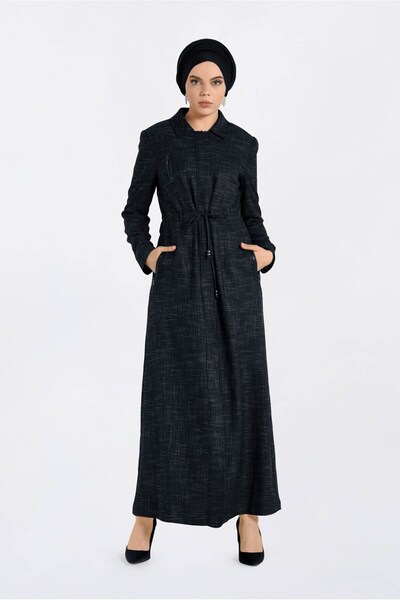 Alvina 1355-1 Model Hidden Zippered Top Coat