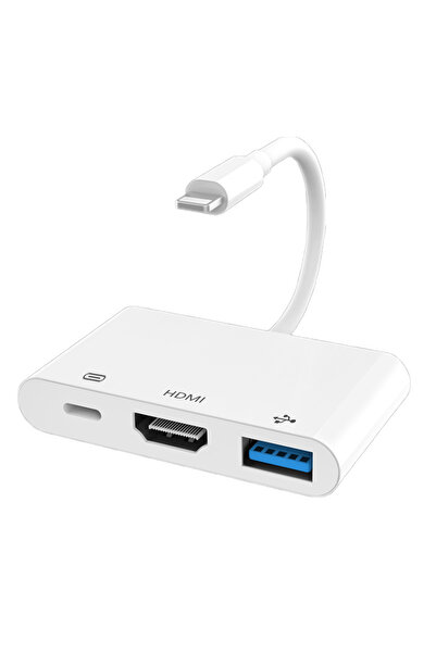 Choice محول Byscoon Lightning إلى HDMI أبيض اللون، محول USB مزدوج OTG لأجهزة ...