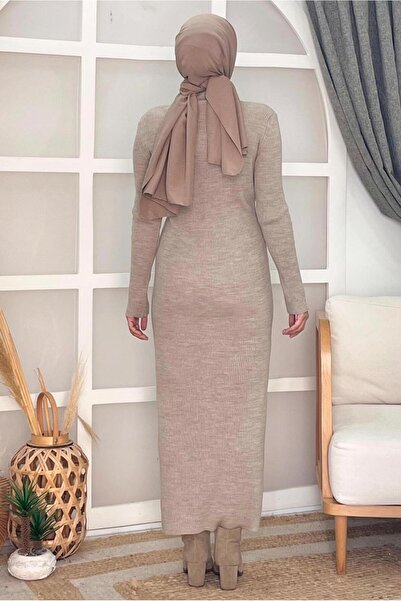 TRENDTESETTÜR Mink Corded Women's Knitwear Dress - t 0014