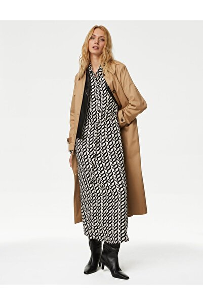 Marks & Spencer Desenli Midi Gömlek Elbise