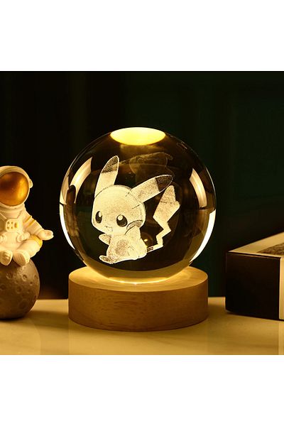 Choice 6cm 3D Crystal Ball Pikachu Stitch Doraemon A Dream Hello Kitty Crystal Planet Night Light Laser ...