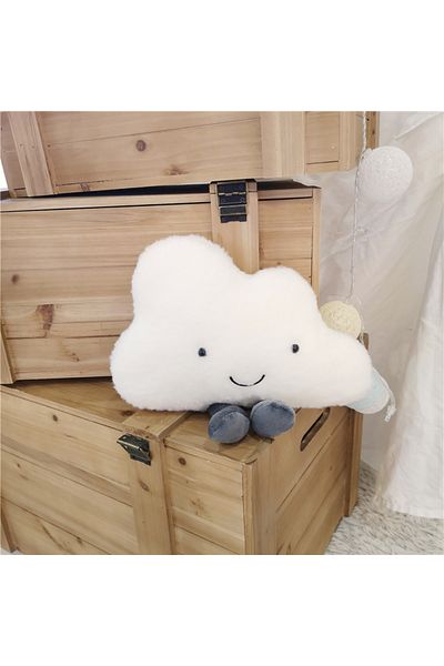 Choice 25cm A Adorable Smile Face White Clouds Plushie Stuffed Cute Cartoon Weather Plush Toy For Kid Pillo