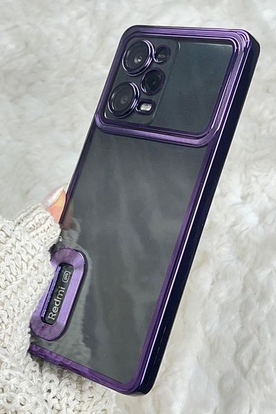 Vip Case Redmi Note 12 Pro 5g (في الخارج) حماية الكاميرا شعار شفاف يظهر الحواف لامعة فاخرة أوميغا