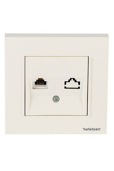 Netelsan مقبس بيانات بيوبو أبيض - RJ45 Cat6