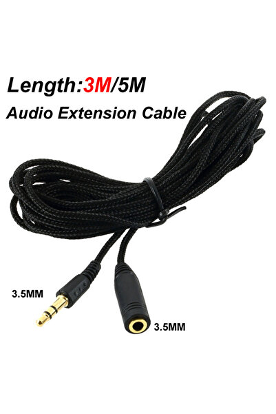 Choice كابل تمديد سماعات الرأس بطول 3 أمتار/5 أمتار/3 أمتار، مقبس 3.5 ملم ذكر إلى أنثى، كابل AUX 3.5 ملم، موسع صوت ستيريو