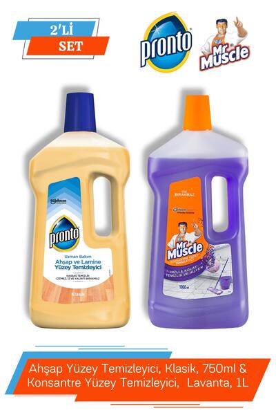 Mr. Muscle Ahşap Yüzey Temizleyici, Klasik, 750ml & Konsantre Yüzey Temizleyici, Lavanta, 1L