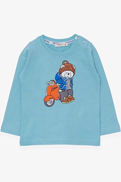 Breeze Erkek Çocuk Uzun Kollu Tişört Ayıcık Baskılı 2-6 Yaş, Açık Mavi