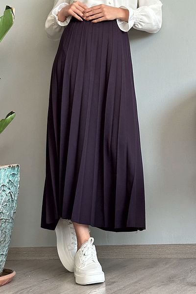 InStyle Luisa Faltenrock mit Gummizug in der Taille – Dunkellila