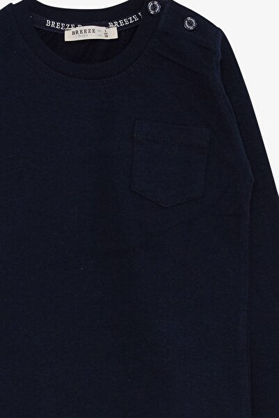 Breeze Baby Boy Long Sleeve T-Shirt with Pocket, 9 Months-3 Years, Navy Blue