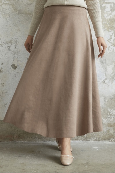 InStyle Fusta Elisha din piele intoarsa bej