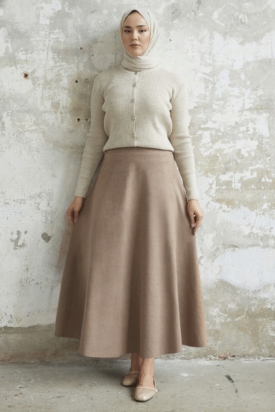 InStyle Fusta Elisha din piele intoarsa bej