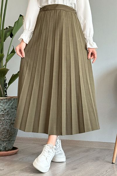 InStyle Luisa Hellgrüner Faltenrock mit elastischem Bund