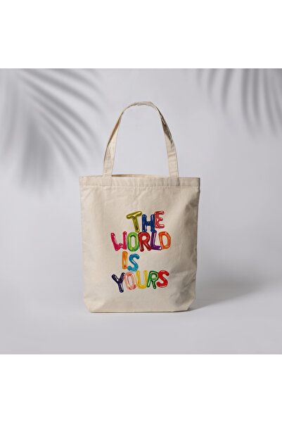 Tufi Baby The World Printed Raw Cloth Bag Tote Bag Τσάντα ώμου