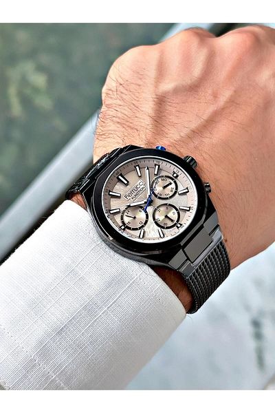 Ferrucci Black Color Straw Cord Men's Wrist Watch (3 Atm Waterproof)