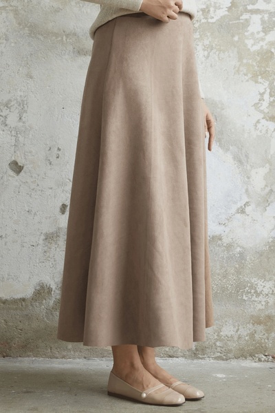 InStyle Fusta Elisha din piele intoarsa bej