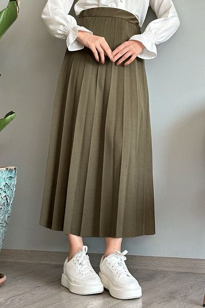 InStyle Luisa Hellgrüner Faltenrock mit elastischem Bund