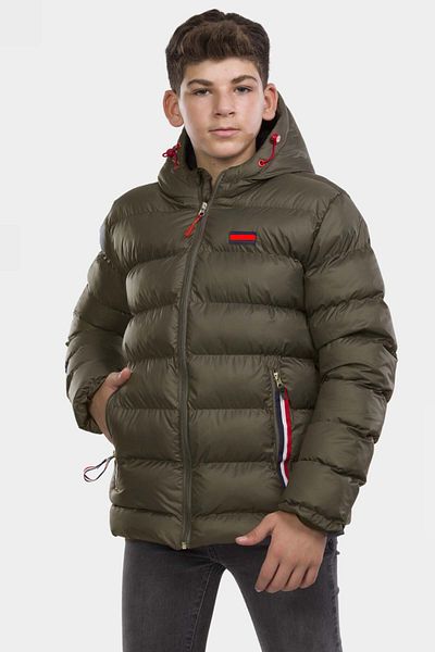 VODENS Boy's Khaki Fleece Inside Furry Waterproof Winter Thick Hooded Coat