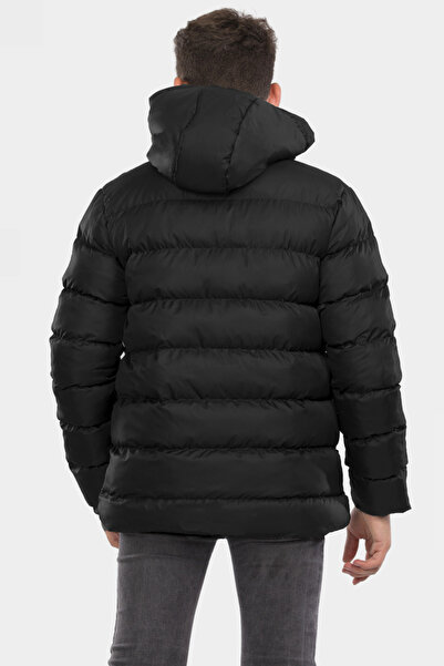 VODENS Erkek Çocuk Siyah Içi Polarlı Kürklü Su Geçirmez Kışlık Kalın Kapüşonlu Mont