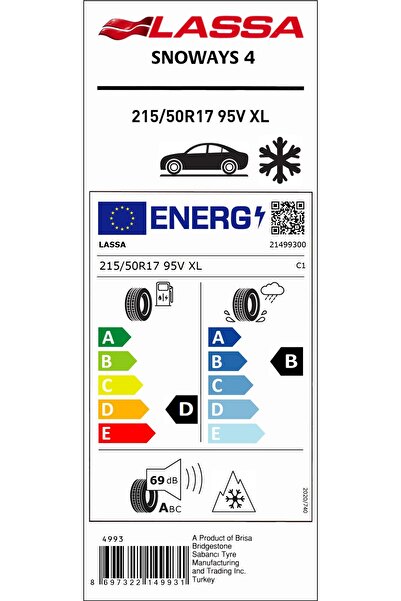 Lassa 215/50R17 95V XL M+S SFM SNOWAYS 4 OTO KIŞ LASTİĞİ (ÜRETİM YILI:2025)