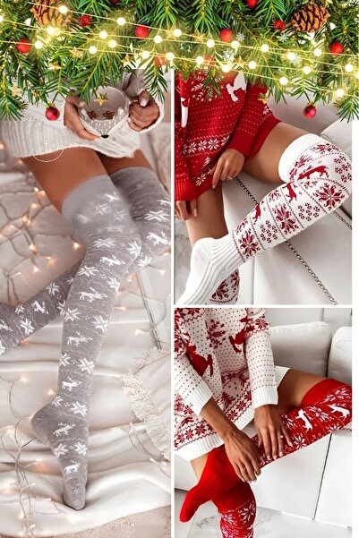 STL Yeniyıl Diz Üstü Çorap 3 Lü Paket