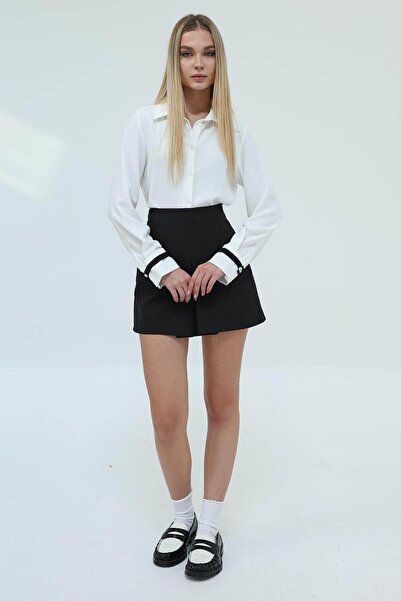 TENA Women's Ecru Gather Detailed Crepe Shirt