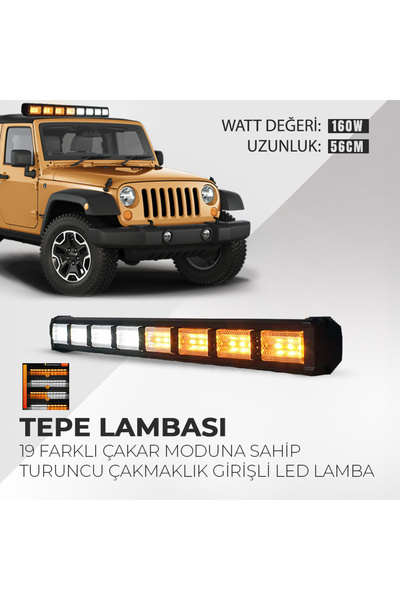 Carlifestyle Cama Beyaz Turuncu Led Flaş Çakmaklık Girişli 56 Cm 19 Mod Araç ...
