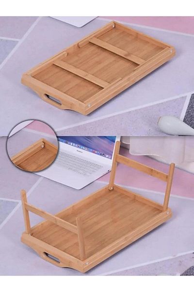 Kapris Bamboo Tray - Folding Footed Bed Enjoyment Tray 50X30 cm