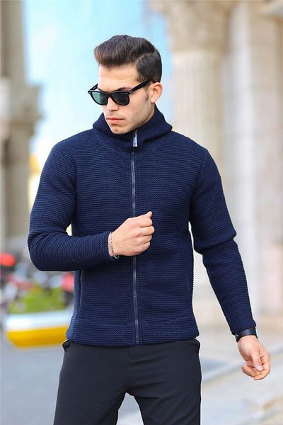 Valiberta Navy Blue Men's Premium Steel Knit Jacket