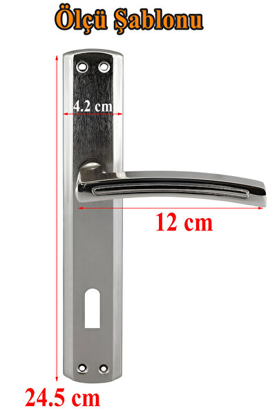 Badem10 Armoni Oda Kapı Kolu Nikel İnox Aynalı Sağa Sola Uygun Ön Arka Oda Kapısı 1 Takım