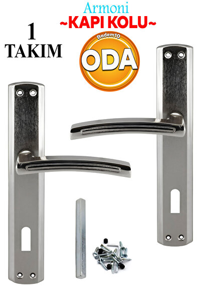 Badem10 Armoni Oda Kapı Kolu Nikel İnox Aynalı Sağa Sola Uygun Ön Arka Oda Kapısı 1 Takım