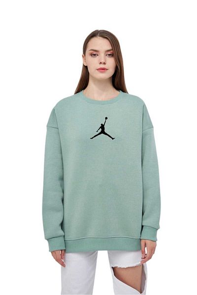 Moda Işık Φούτερ Water Green Unisex με στάμπα Crew Neck - 100% Cotton Hoodie