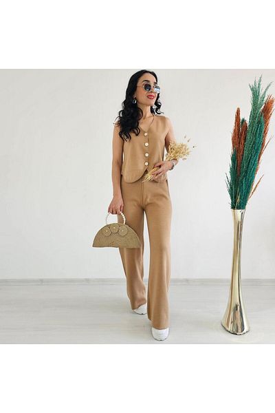 Altı Üstü Butik Plain Knitwear Set with Vest