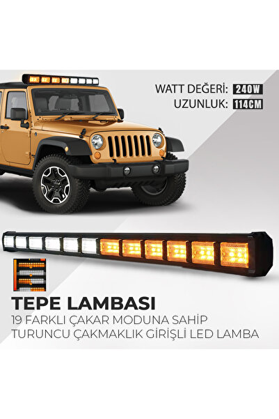 C9 Cama Beyaz Turuncu Led Flaş Çakmaklık Girişli 114 Cm 19 Mod Araç Içi Ön Ar...