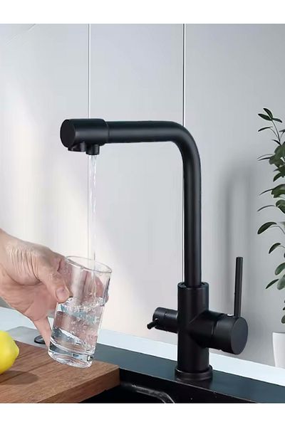 FAWER Faucet & Shower Black Purified 3 Way Luxury Kitchen Faucet - Btr50B