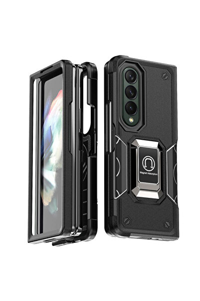 Nettech Samsung Galaxy Z Fold 4 Uyumlu Armour Yüzüklü Seri Arka Koruma Kılıf ...