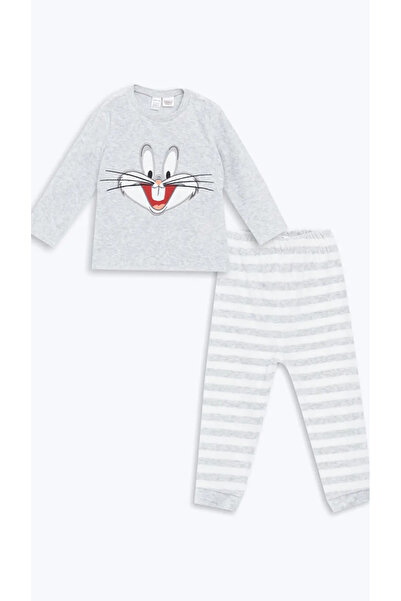 LC Waikiki LCW baby Kırık Beyaz Melanj Bisiklet Yaka Bugs Bunny Baskılı Erkek...